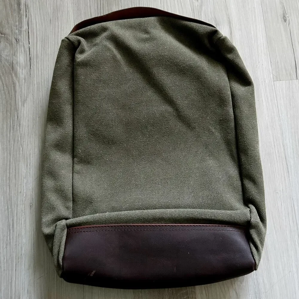 RARE LinkSoul Golf Club OliveGreen Canvas & Brown Leather Shoe Bag Carrying Case